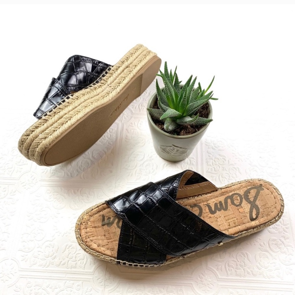 Sam Edelman Black Leather Espadrilles SZ 9.5